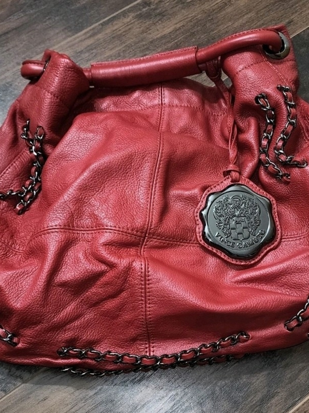 Vince Camuto Red Leather Shoulder Bag Vintage